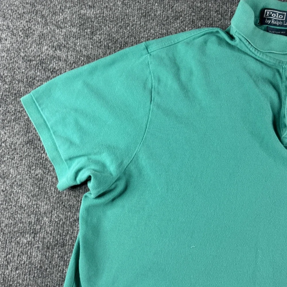 Polo Ralph Lauren Shirt Men XL Teal Short‎ Sleeve Button Down Cotton Custom Fit